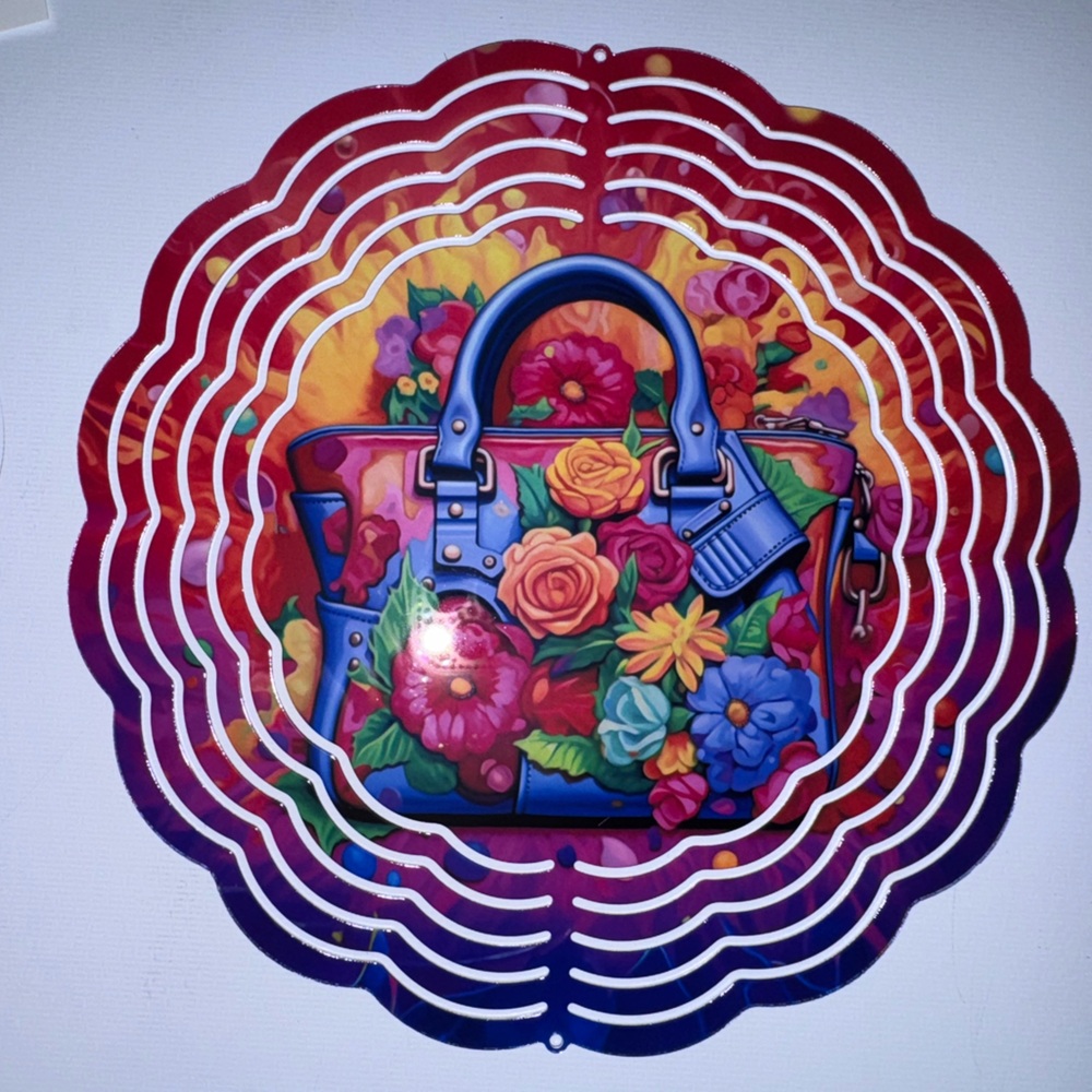 Vibrant Floral Handbag Wind Spinner